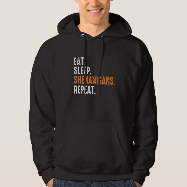 Ät Sova Busfrön Repet Rolig St Patricks Dag Hoodie (Framsida)