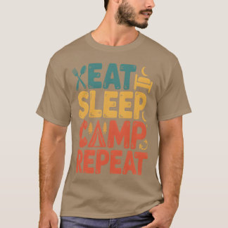 Ät Sova Campa Repetera Äventyrsdesign retro T Shirt