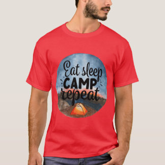 Ät Sova Campa Upprepa Äventyr Camping Semester f T Shirt