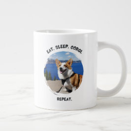 'Ät. Sova. Corgi. Upprepa.' Anpassningsbar Foto Jumbo Mugg
