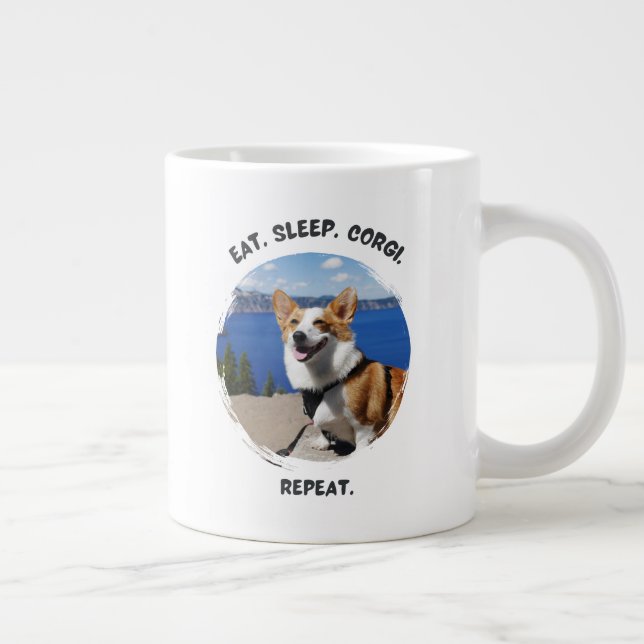 'Ät. Sova. Corgi. Upprepa.' Anpassningsbar Foto  Jumbo Mugg (Höger)