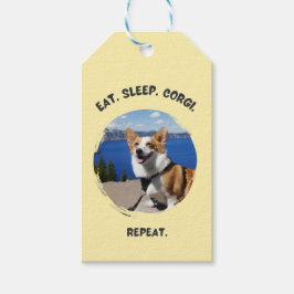'Ät. Sova. Corgi. Upprepa.' Anpassningsbar Foto Presentetikett