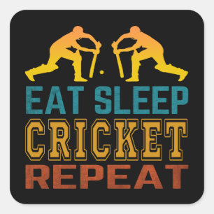 Ät Sova Cricket Upprepa Fyrkantigt Klistermärke