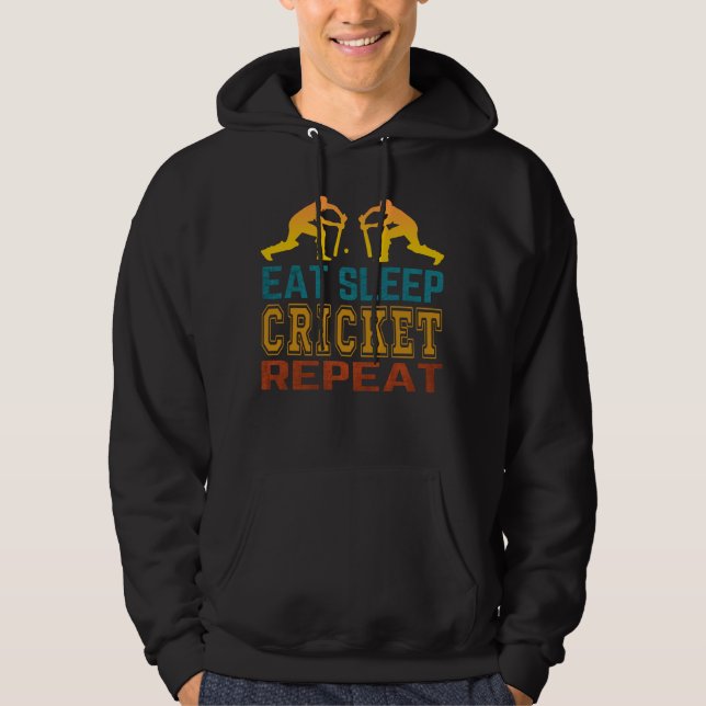 Ät Sova Cricket Upprepa Hoodie (Framsida)