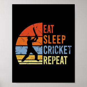 Ät Sova Cricket Upprepa - Roligt Cricket Spel Män Poster