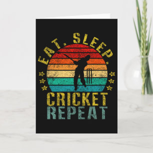 Ät Sova Cricket Upprepa Roligt Retro  Kort
