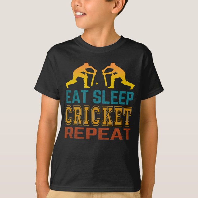 Ät Sova Cricket Upprepa T Shirt (Framsida)