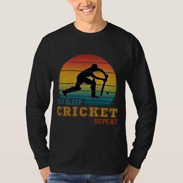 Ät Sova Cricket Upprepa  T Shirt (Framsida)