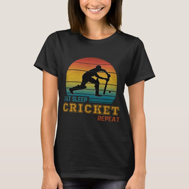 Ät Sova Cricket Upprepa  T Shirt (Framsida)