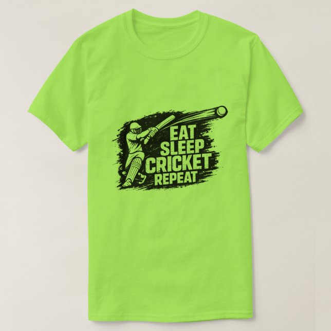Ät Sova Cricket Upprepa T-Shirt | Rolig Cricket L (Design framsida)