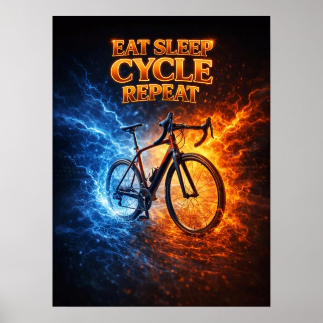Ät Sova Cyckel Retro Poster (Framsidan)