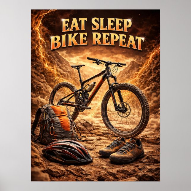 Ät Sova Cykla Flamma Poster (Framsidan)