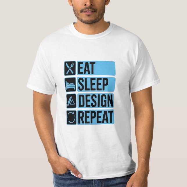 Ät Sova Design Upprepa Söt Rolig T-Shirt Present F (Framsida)