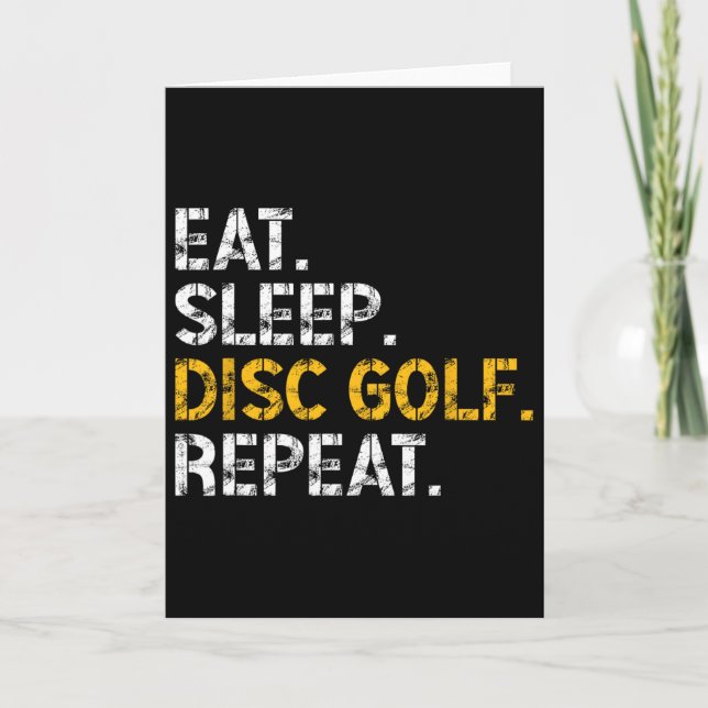 Ät Sova Disc Golf Upprepa Disc Golf Spelare Roligt Kort (Framsida)