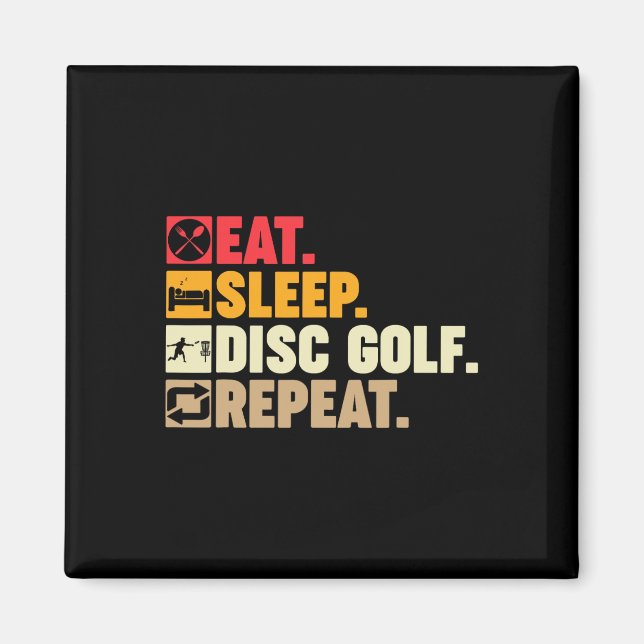 Ät Sova Disc Golf Upprepa Pojkar Barn Flickor Tonå Magnet (Framsidan)