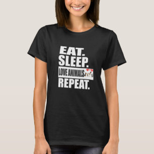 Ät Sova Djur Upprepa Hund Häst Katt T Shirt