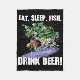 Ät Sova Fiska Drick Öl Rolig Fiske Fleecefilt