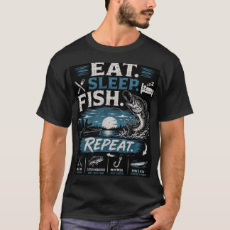 Ät Sova Fiska Upprepa Fiske T Shirt