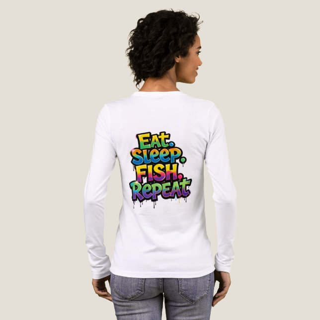 Ät Sova Fiska Upprepa Regnbåge Graffiti T Shirt (Hel baksida)