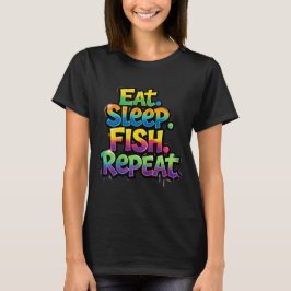 Ät Sova Fiska Upprepa Regnbåge Graffiti T Shirt