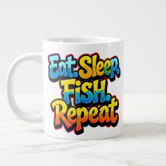 Ät Sova Fiska Upprepa Regnbåge Jumbo Mugg