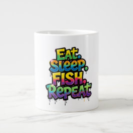 Ät Sova Fiska Upprepa Regnbågsgraffiti Jumbo Mugg