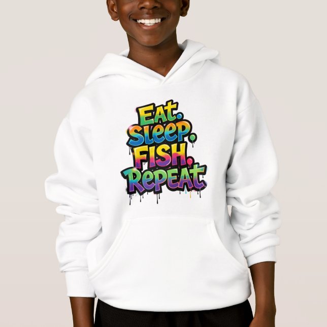 Ät Sova Fiska Upprepa Regnbågsgraffiti T Shirt (Framsida)