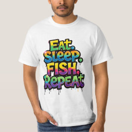 Ät Sova Fiska Upprepa Regnbågsgraffiti T Shirt