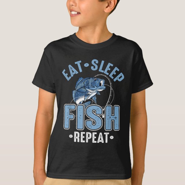 Ät Sova Fiska Upprepa  T Shirt (Framsida)