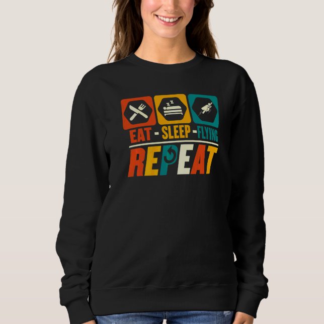 Ät Sova Flygande Upprepa  Flygplan Flyg Pilot T Shirt (Framsida)