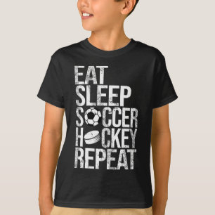 Ät Sova Fotboll Hockey Upprepa Roligt Sportspel Da T Shirt