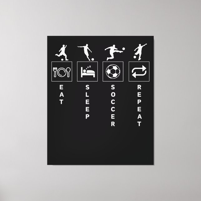 Ät Sova Fotboll Upprepa Canvastryck (Framsida)