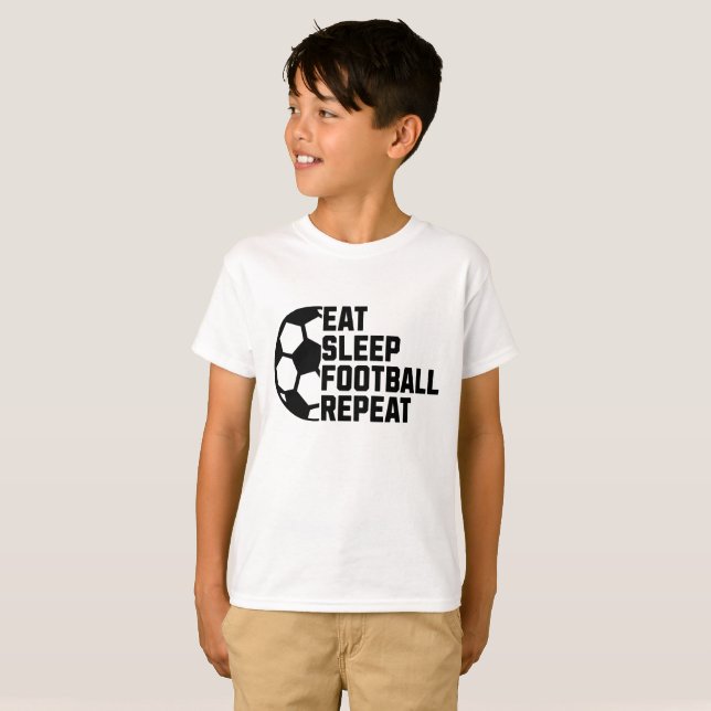 Ät Sova Fotboll Upprepa – Minimal Sport T Shirt (Hel framsida)