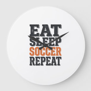 Ät Sova Fotboll Upprepa Vintage Typografi Tröja_1 Stor Klocka
