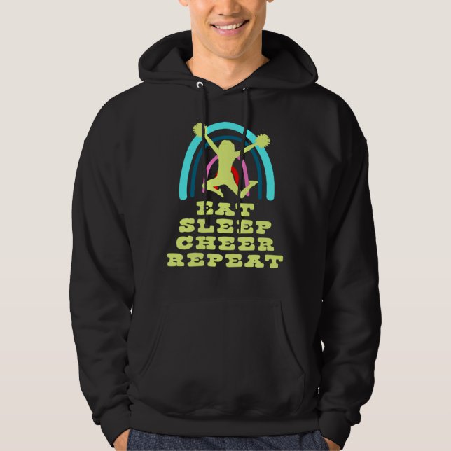 Ät Sova Glad Äter Upprepa med Boho Regnbåge och Gl Hoodie (Framsida)