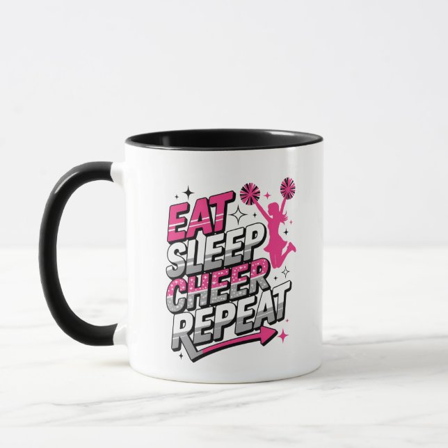Ät Sova Glad Repetera – Cheerleading Laganda Mugg (Vänster)