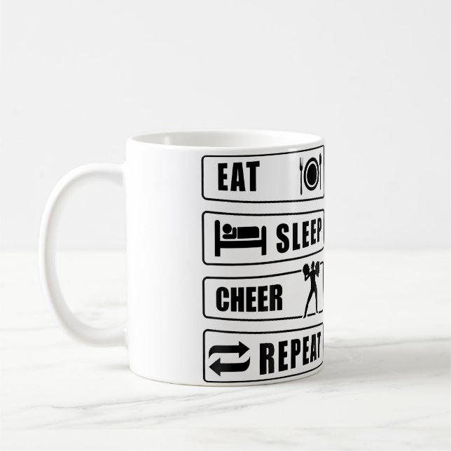 Ät Sova Glädja Upprepa Cheerleading Cheerleader Gy Kaffemugg (Vänster)