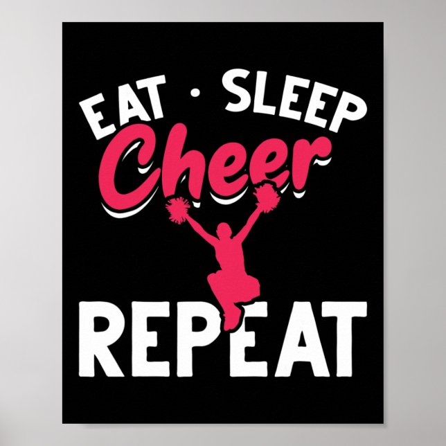 Ät Sova Glädja Upprepa Rolig Cheerleading Cheerlea Poster (Framsidan)