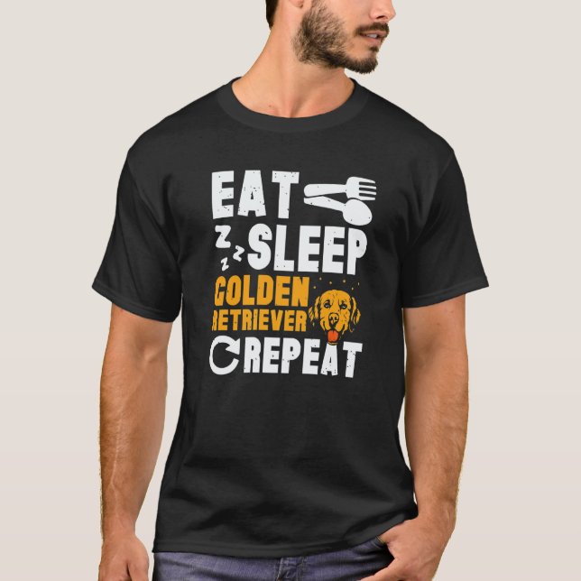 Ät Sova Golden Retriever T Shirt (Framsida)