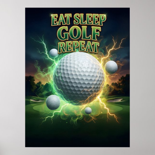 Ät Sova Golf Flamma Poster (Framsidan)