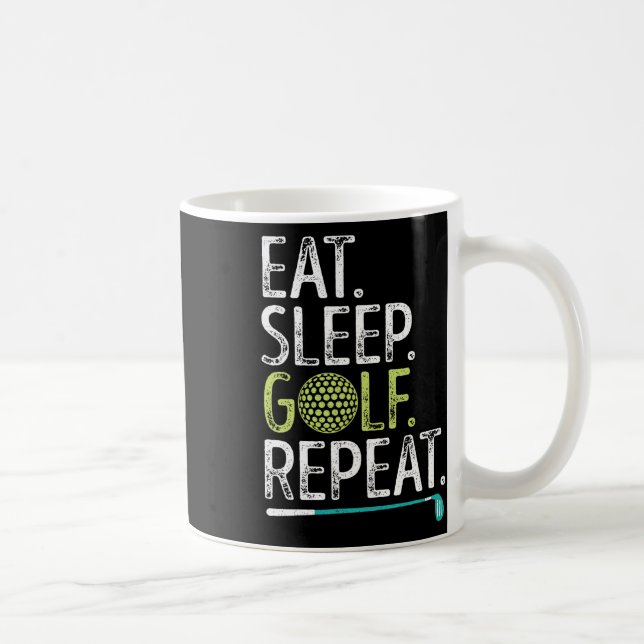 Ät Sova Golf Upprepa Golfande Golfare Roligt Män K Kaffemugg (Höger)