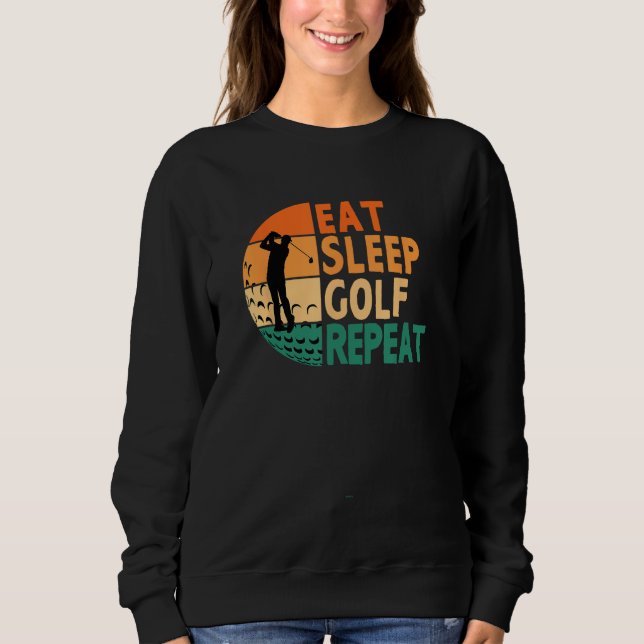 Ät Sova Golf Upprepa Golfande Golfare Rollig Spela T Shirt (Framsida)