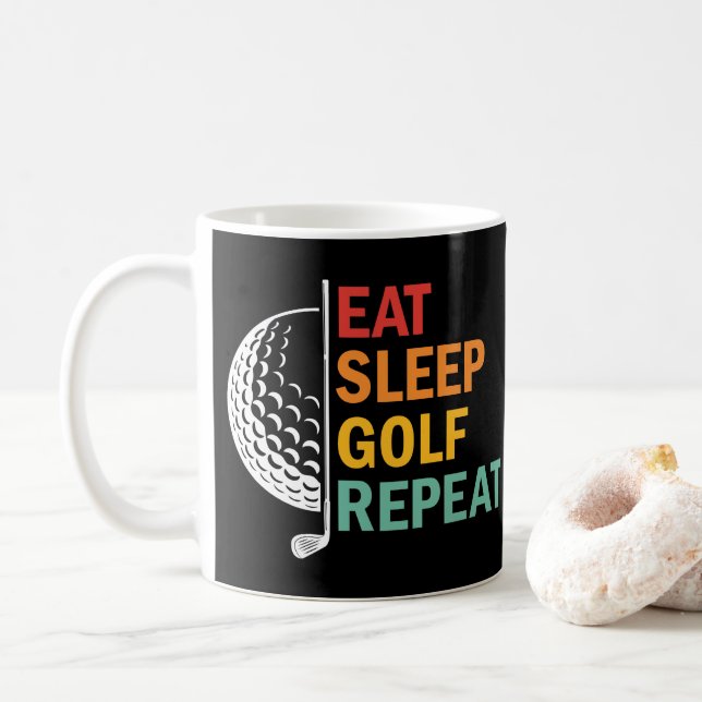 Ät Sova Golf Upprepa  Kaffemugg (Med munk)