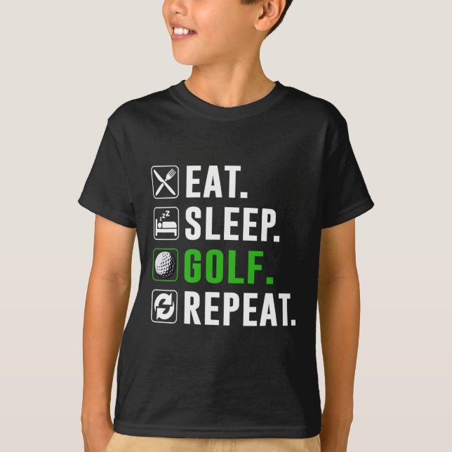 Ät Sova Golf Upprepa Rolig Golf Golfare Golf T Shirt (Framsida)