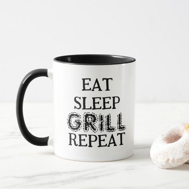Ät Sova Grill Upprepa kaffemug för BBQ-kock Mugg (Med munk)