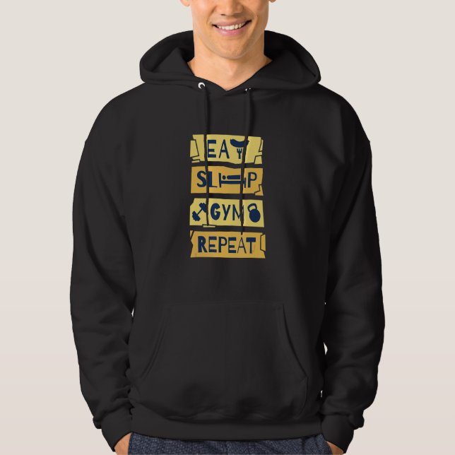 Ät Sova Gymma Upprepa Hoodie (Framsida)