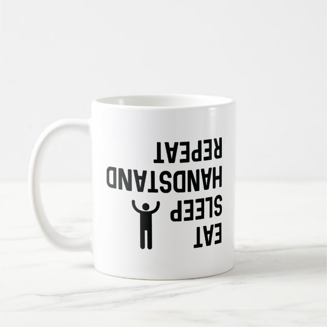 Ät Sova Handstående Upprepa Kaffemugg (Vänster)