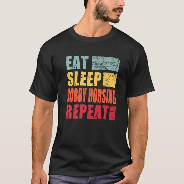 Ät Sova Häst Hopping Upprepa T Shirt (Framsida)