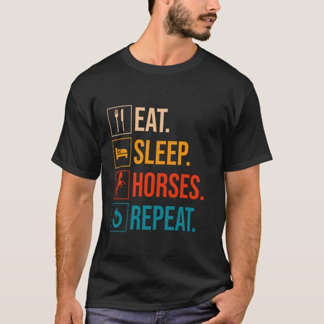Ät Sova Hästar Upprepa Häst Mamma T Shirt (Framsida)