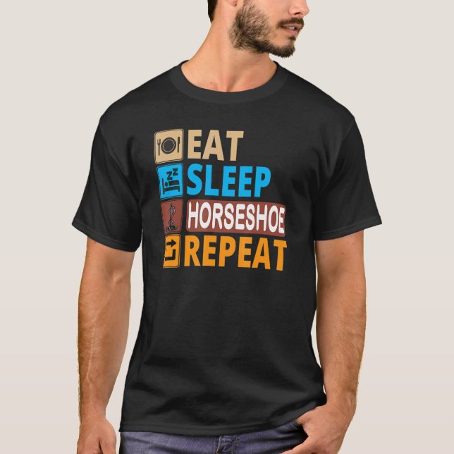 Ät Sova Hästsko Upprepa Kastar Pitching Kast T Shirt (Framsida)